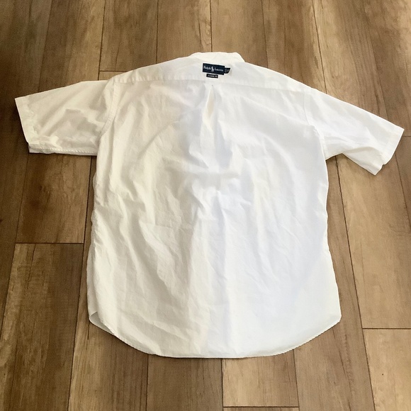 Mens XXL Ralph Lauren Short Sleeve Button down White Classic Fit Blue Tag - Picture 10 of 13